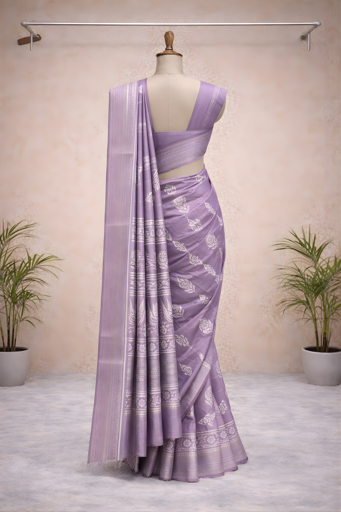 Purple Printed Saree – Elegant Festive Ethnic Drape for Women