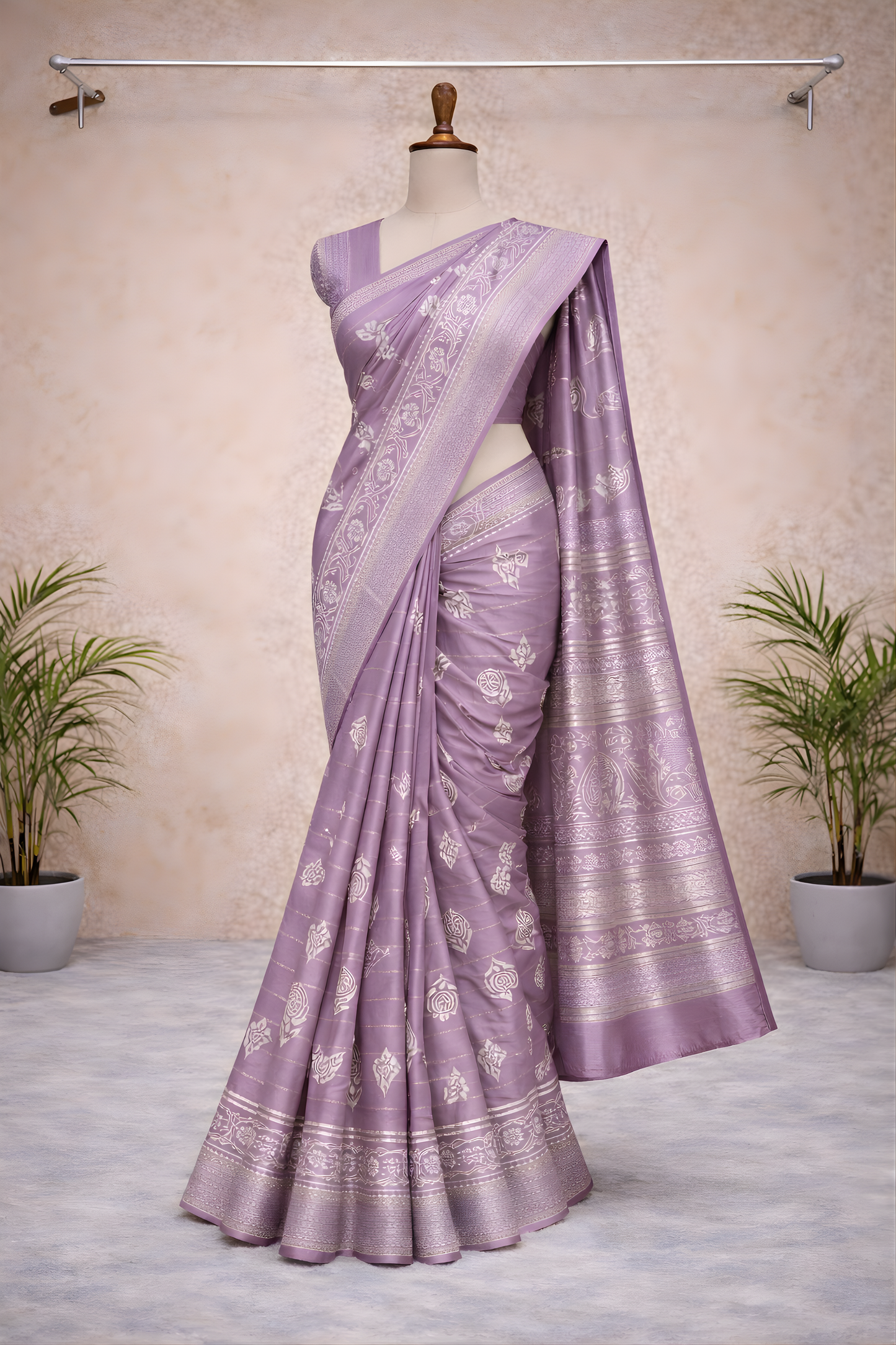Purple Printed Saree – Elegant Festive Ethnic Drape for Women