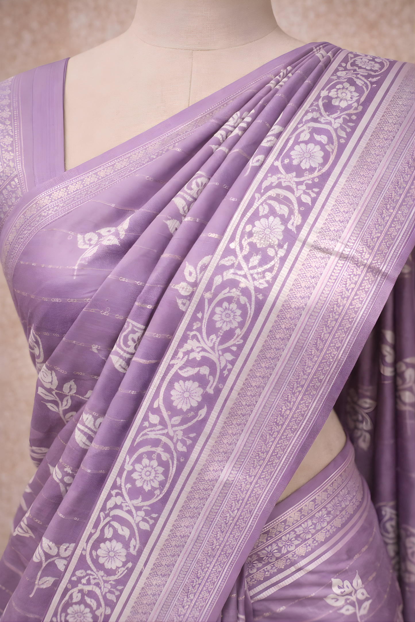 Purple Printed Saree – Elegant Festive Ethnic Drape for Women