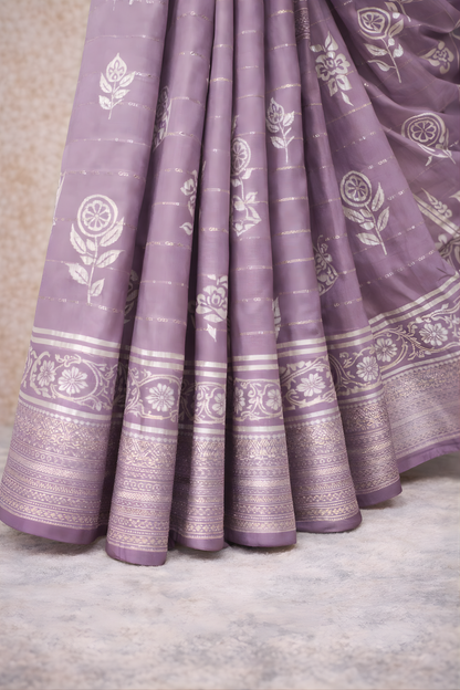 Purple Printed Saree – Elegant Festive Ethnic Drape for Women