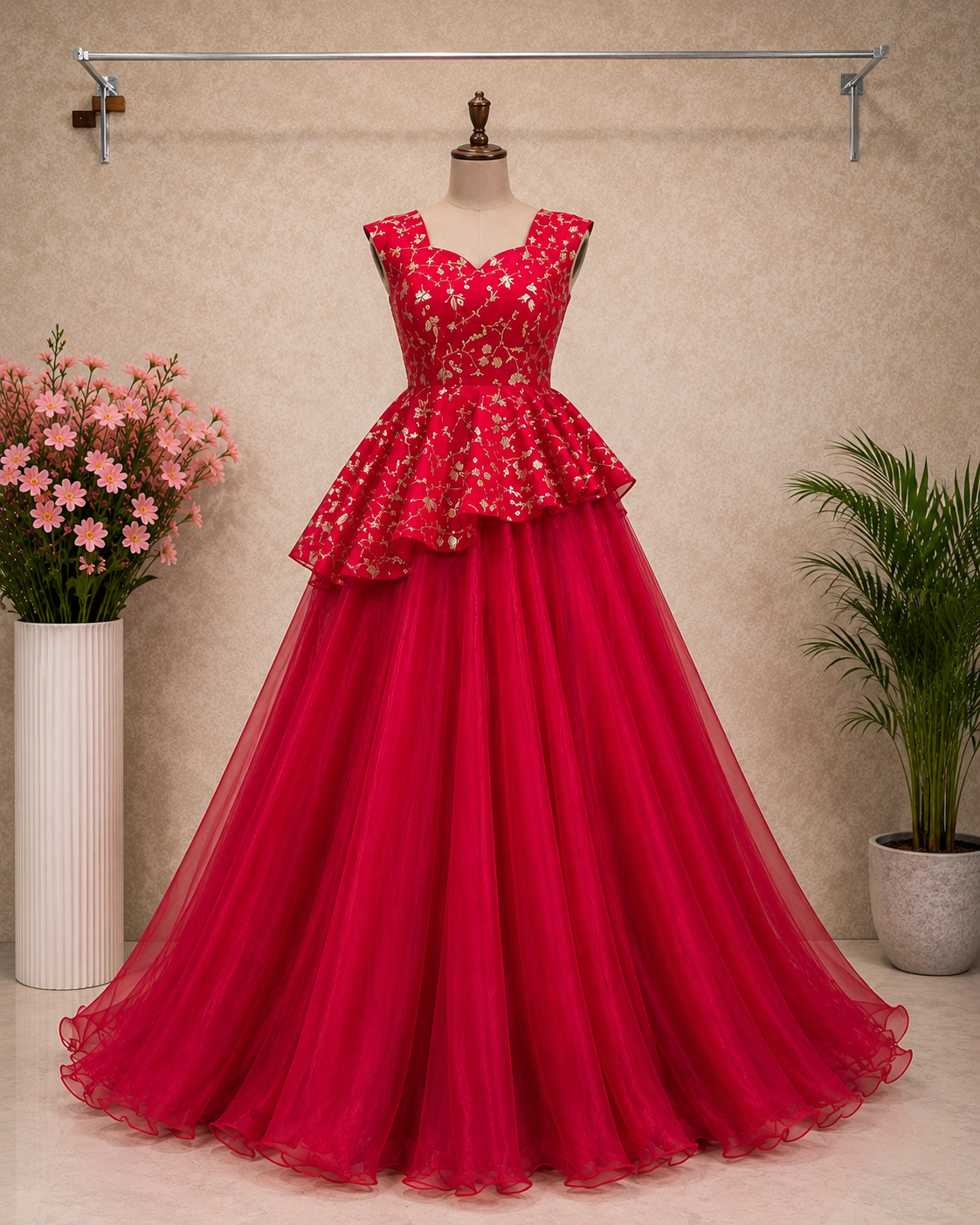 Ruby Bloom pink lehenga set with embellished crop top
