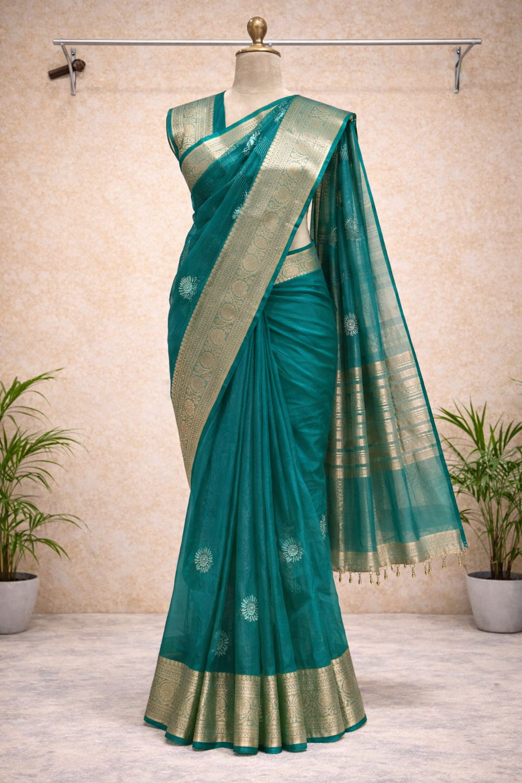 Green Festive Saree – Elegant Ethnic Drape for Women
