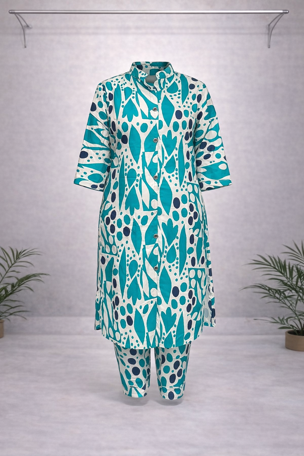 Blue Designer Ethnic Kurti Set – Lightweight Casual & Semi-Festive Wear