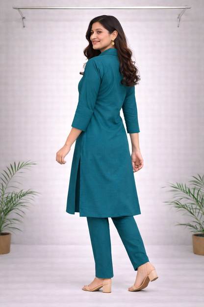 Emerald Green Thread Embroidered Co-ord Set