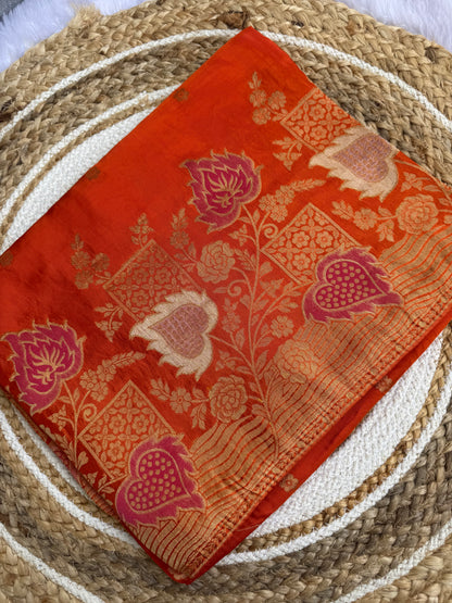 Kalamkari printed saree with traditional floral and peacock motifs
