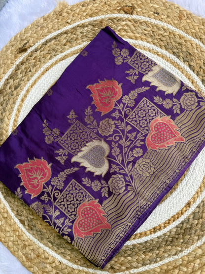 Kalamkari printed saree with traditional floral and peacock motifs