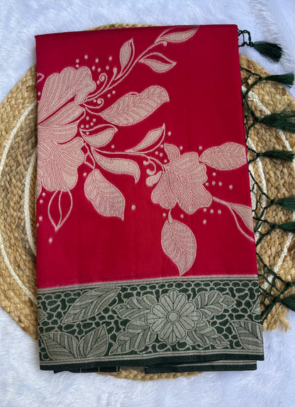 Beautiful Floral Printed Saree – Vibrant Festive Wear with Unstitched Blouse