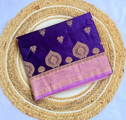 Gold Weaving Saree – Traditional Zari Woven Festive Saree with Blouse