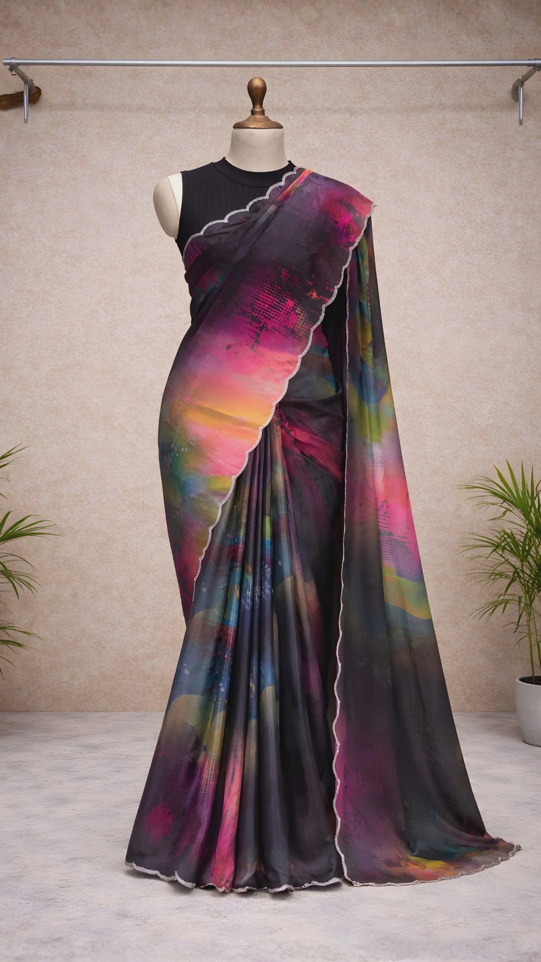 Regal abstract chinnon saree video