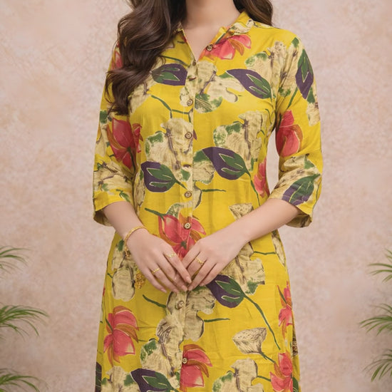 Mustard Tropical Floral Kurti video
