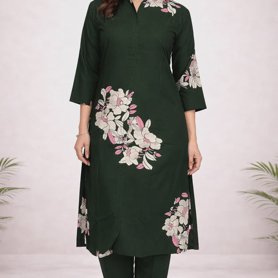 Dark Green Floral Co-ord Set video