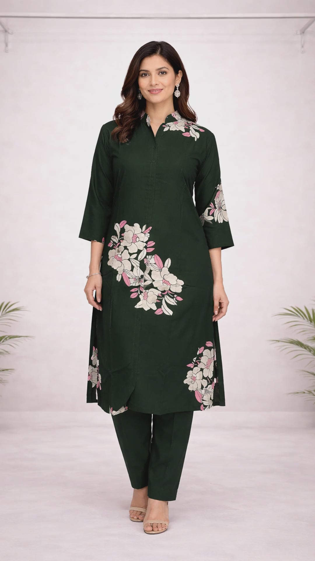 Dark Green Floral Co-ord Set video