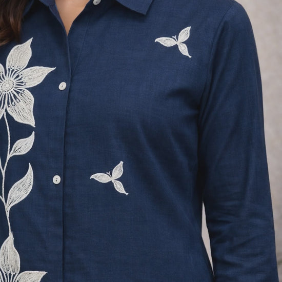 Navy Blue Floral Kurti Set video