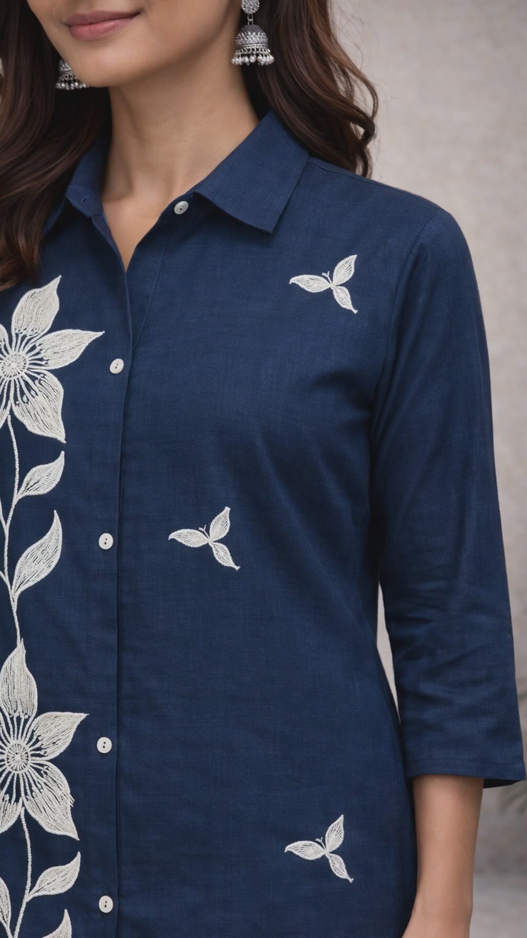 Navy Blue Floral Kurti Set video