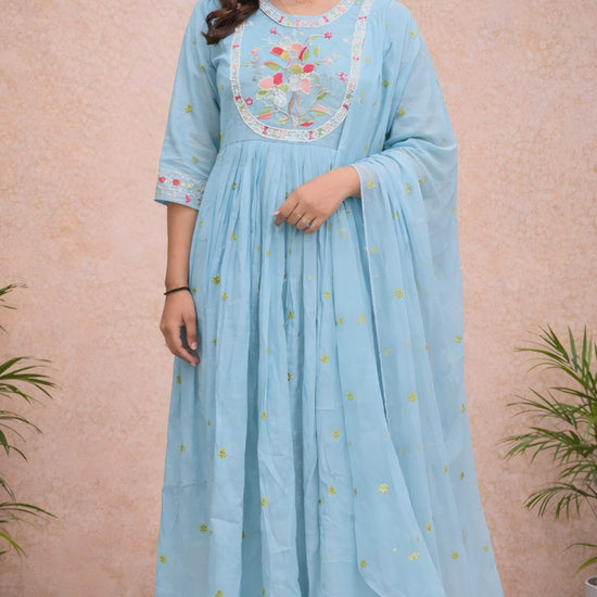 Powder Blue Pearl Anarkali Set video