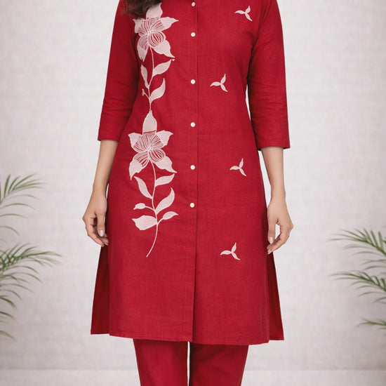 Red Thread Embroidered Co-ord Set video