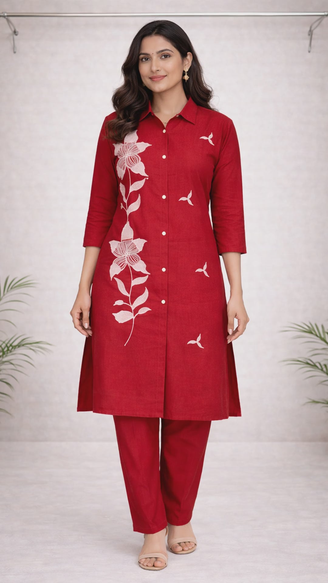 Red Thread Embroidered Co-ord Set video