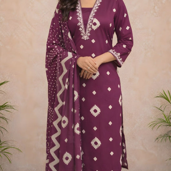 Deep Wine Kurti Set video