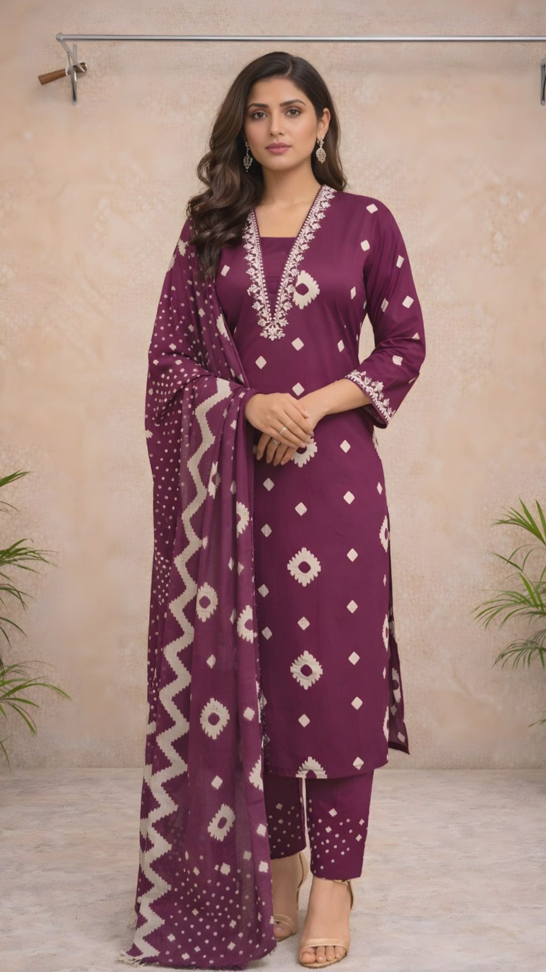 Deep Wine Kurti Set video