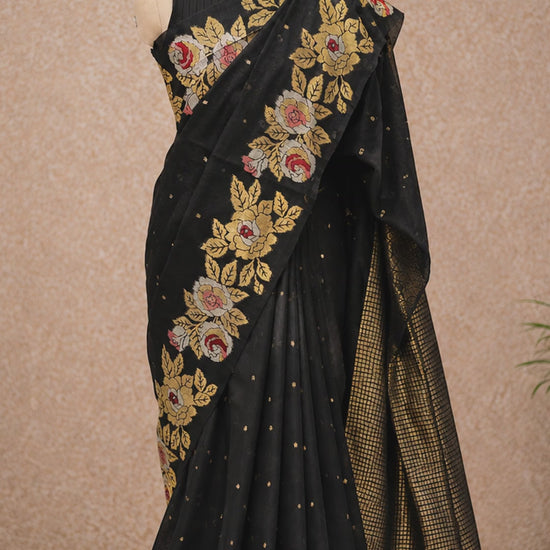 Black handloom Jamdhani saree video