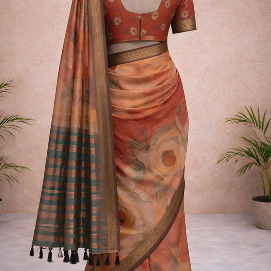 Autumn bloom watercolour soft silk saree video