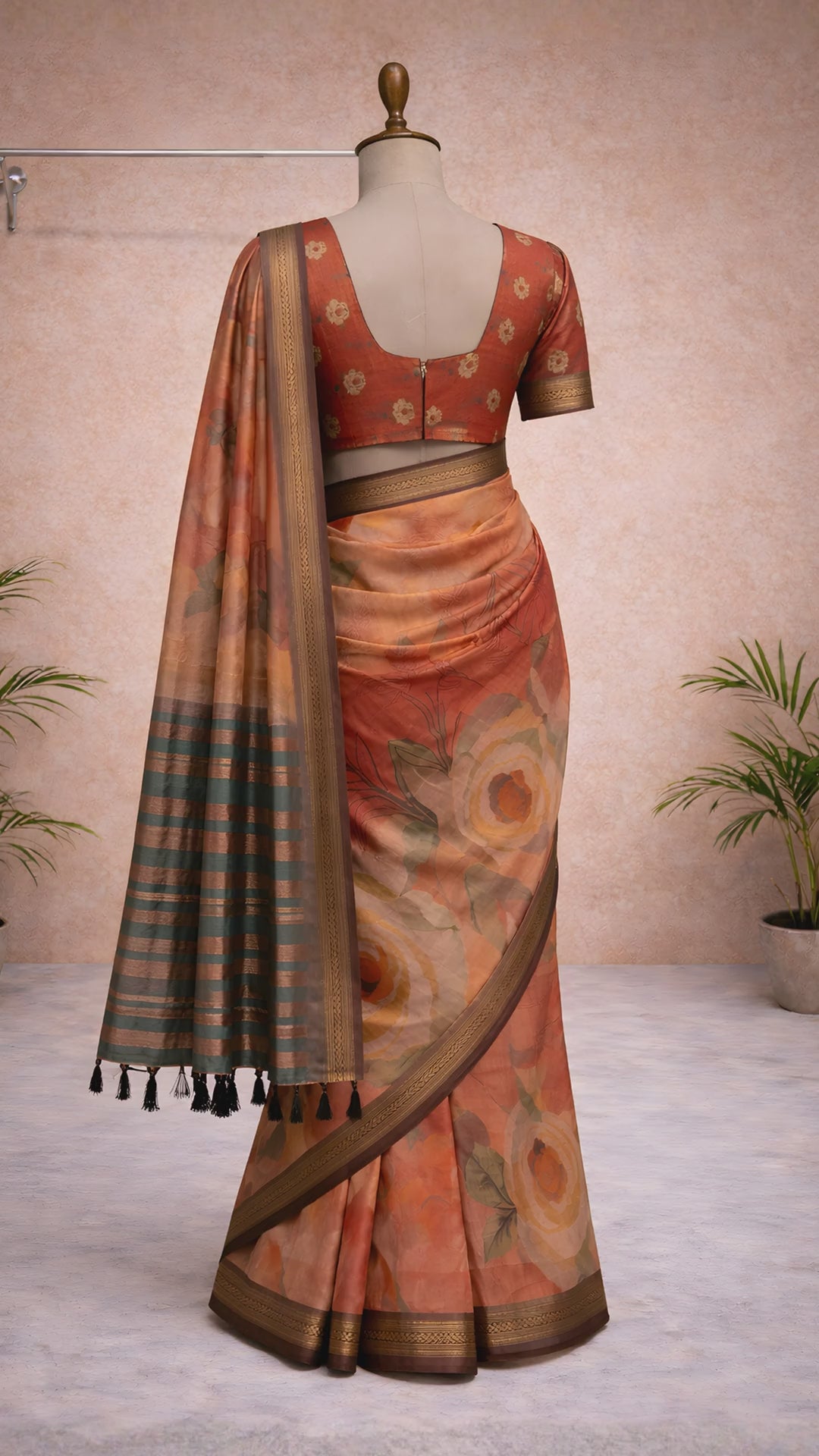 Autumn bloom watercolour soft silk saree video