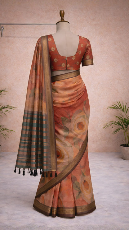 Autumn bloom watercolour soft silk saree video