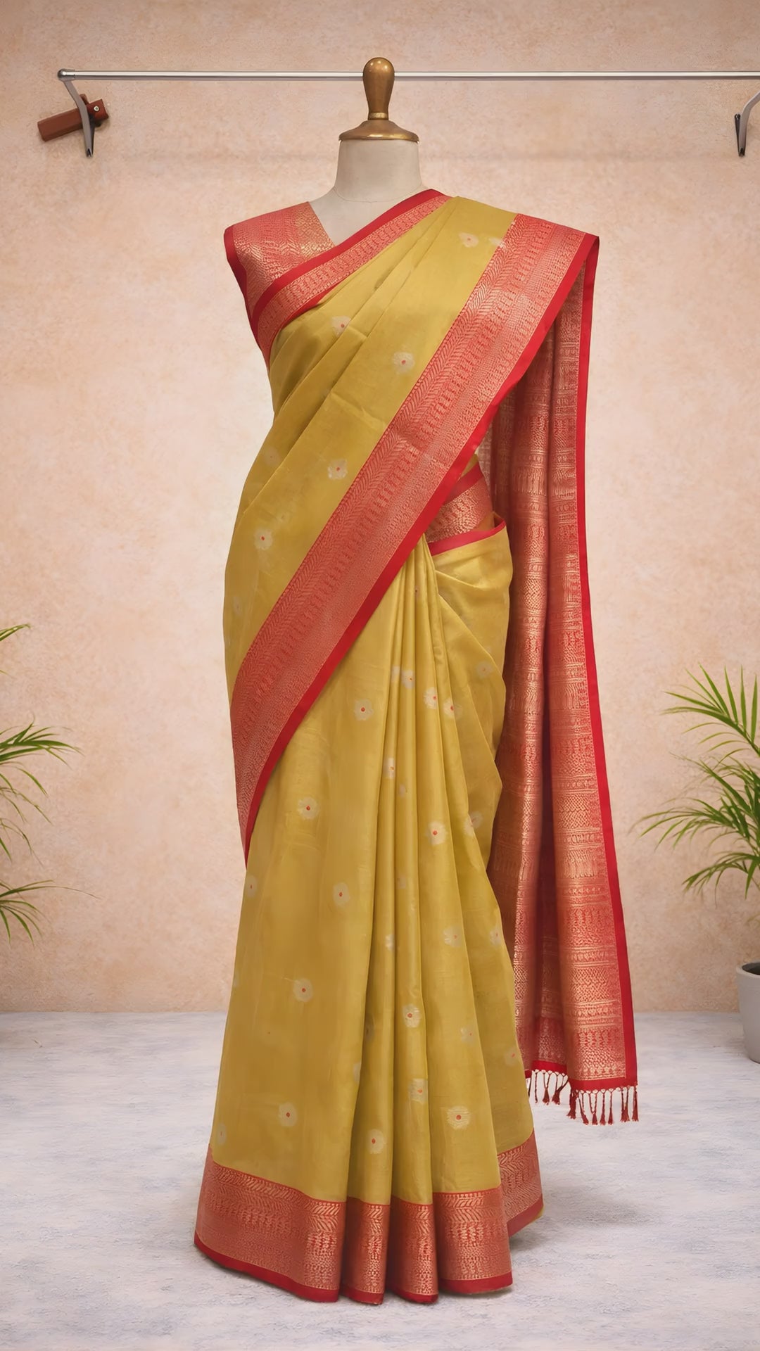 Yellow saree with red border video