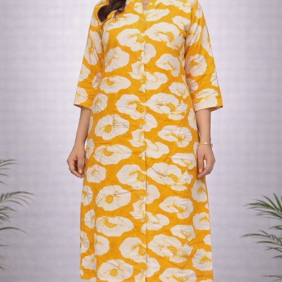 Yellow and White Floral Kurti Set video