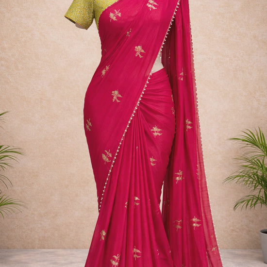 Pink festive saree video