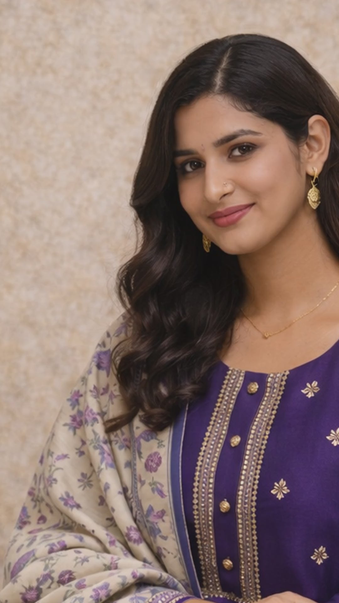 Royal Purple Embroidered Kurti Set video