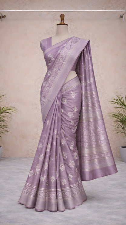 Purple printed saree video