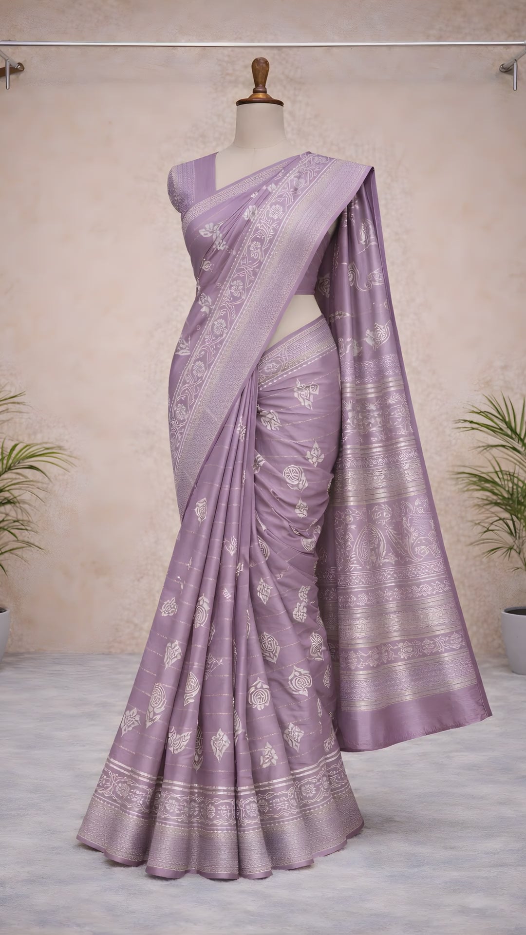 Purple printed saree video